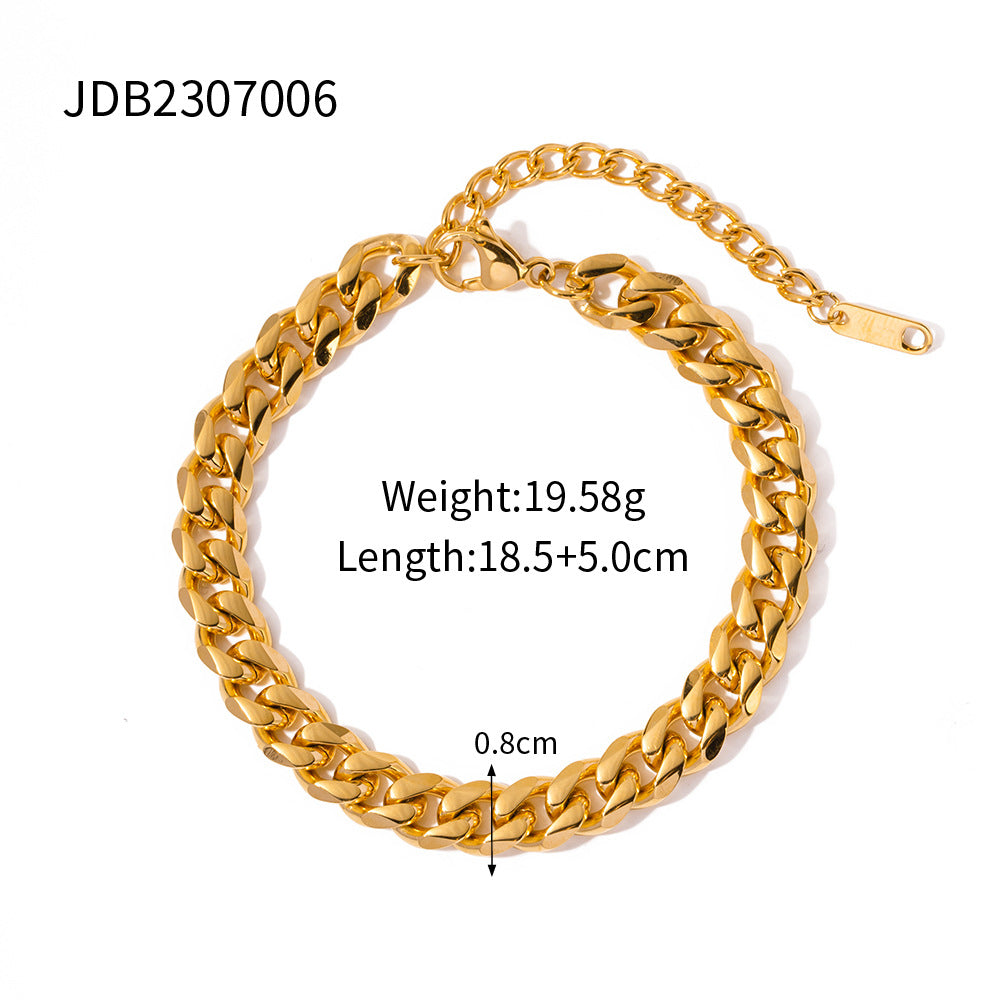 5pcs New Necklace Stainless Steel Temperament Clavicle Chain Light Luxury Niche Cuban Chain Pendant Necklace Bracelet Jewelry