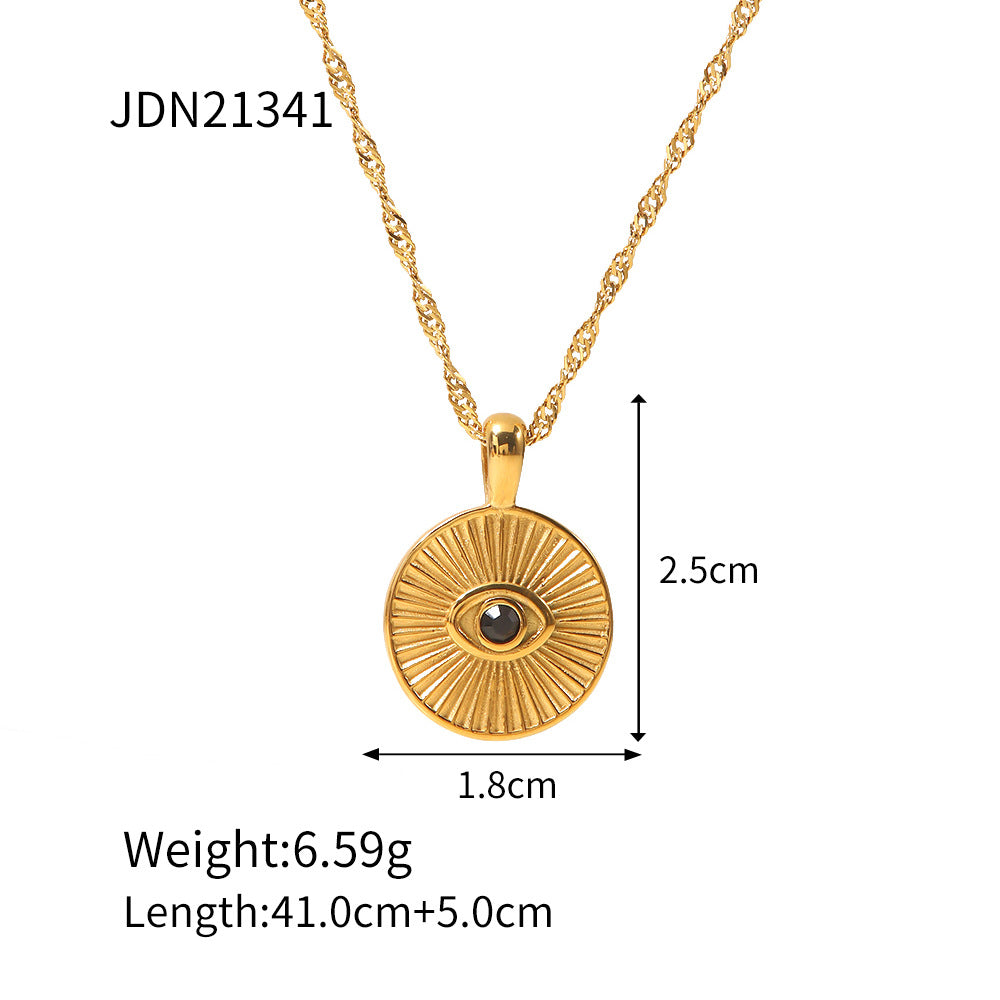 5pcs Niche Design Sense Clavicle Chain Pendant Simple Cold Gold-Plated Devil's Eye Necklace Women