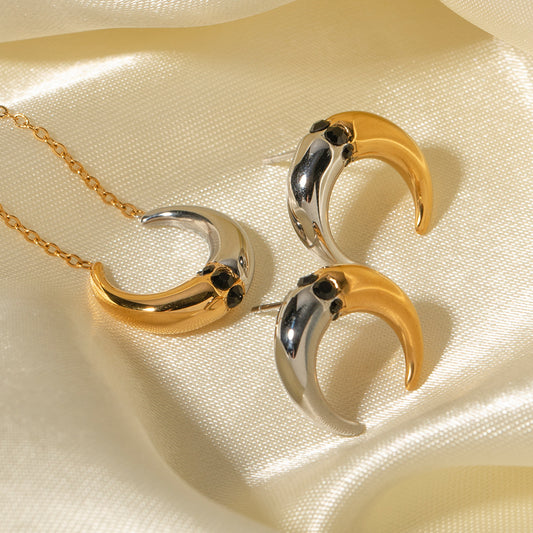 5pcs New Titanium Steel Gold-Plated Earrings 18K Gold Stainless Steel Black Matching Earrings Do Not Fade Earrings Stud Earrings