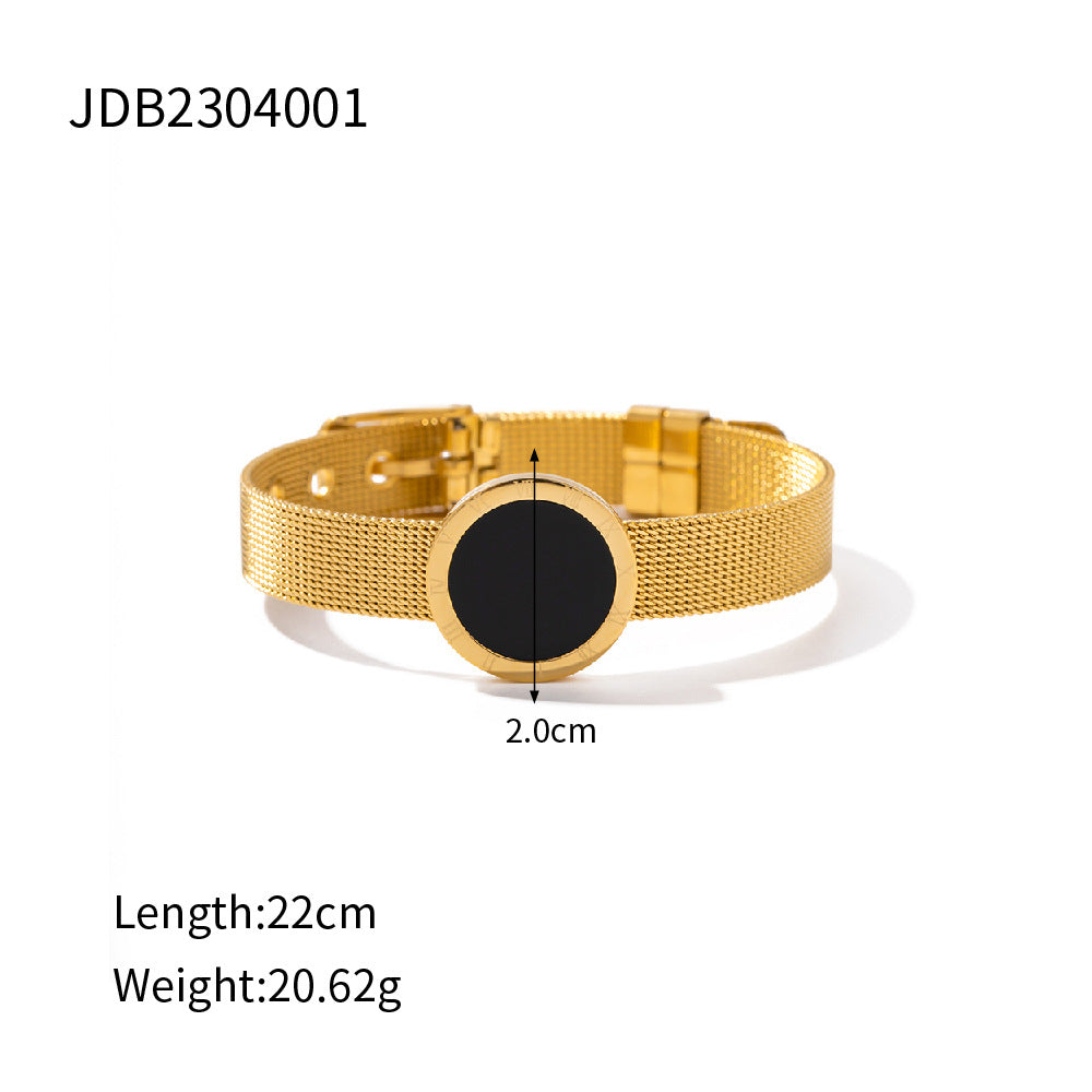 5pcs Vintage Niche Set 16K Gold Stainless Steel Black Sheet Romanesque Time Watch With Bracelet Do Not Fade Hand Jewelry