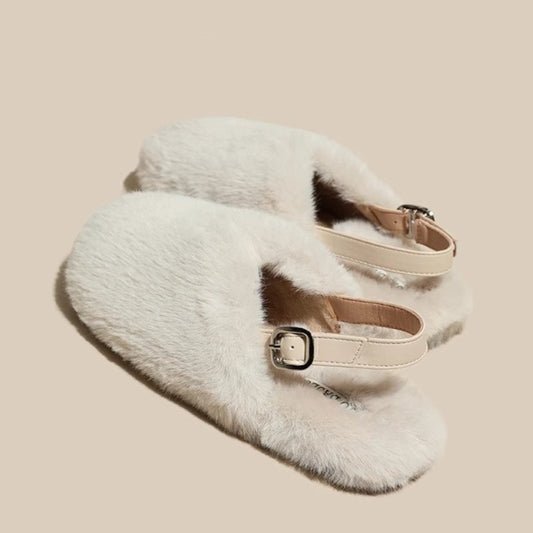 Woolen Shoes Women Plus Cashmere Outside To Wear New Fall And Winter After The Strap Wrapped Head Mink Hair Slippers Flat Warm Slippers
