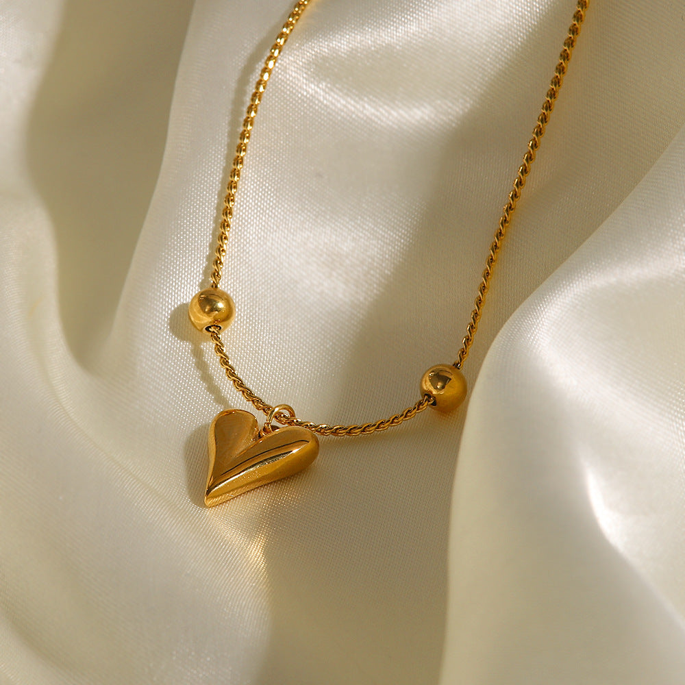 5pcs Vintage Style Niche Titanium Steel 18K Gold Fashion High-Grade Heart Pull Button Bracelet Does Not Fade Bracelet