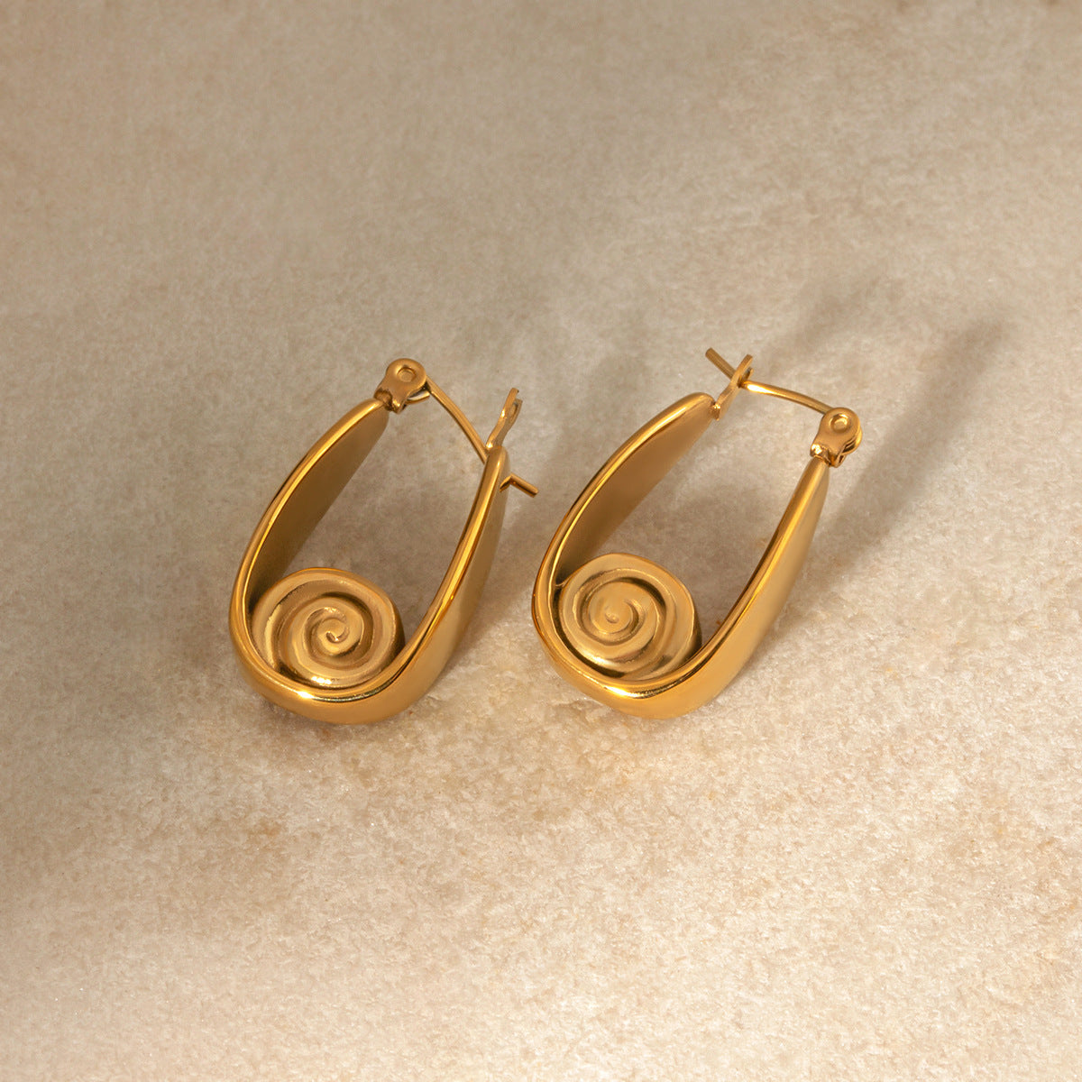 5pcs New 18K Gold Stainless Steel Thread Hoop Earrings Earrings Jewelry Fashion Personality Earrings