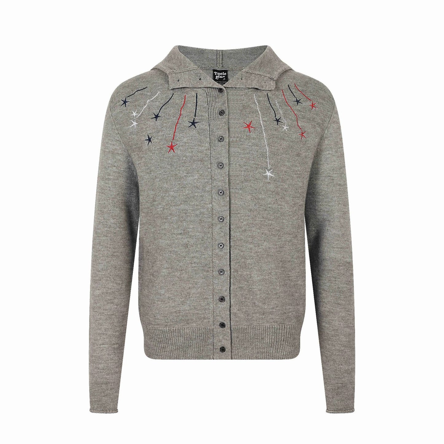 Knit Hooded Star Meteor Embroidery Cardigan High Neck Sweater Men