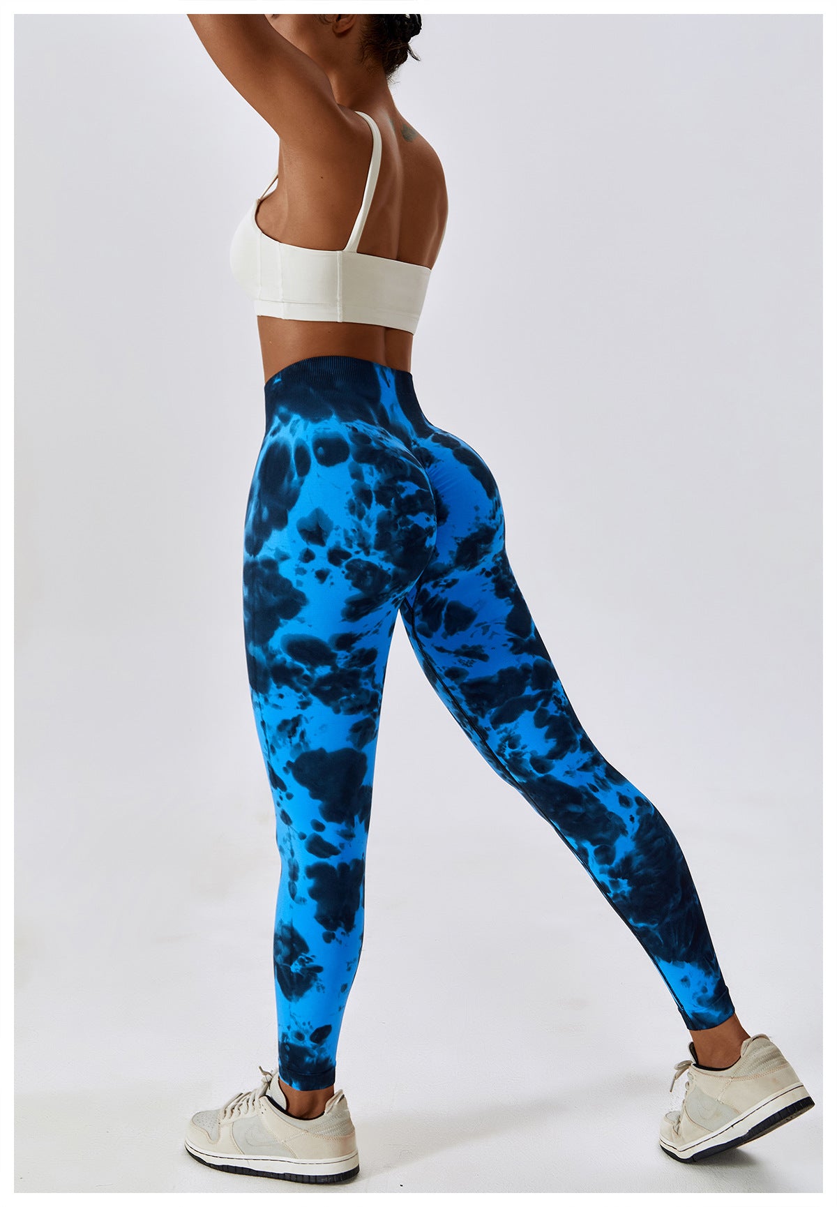 Tie-Dye Seamless High-Waisted Yoga Pants Peach Hip Lift Fitness Pants Running Sports Tight Pants