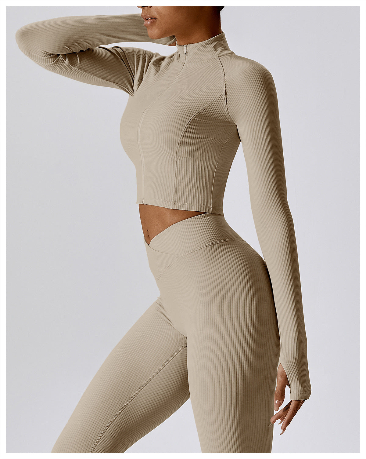 Autumn Quick Dry Long Sleeve Yoga Coat Threaded Zipper Fitness Coat Female Running Sports Coat