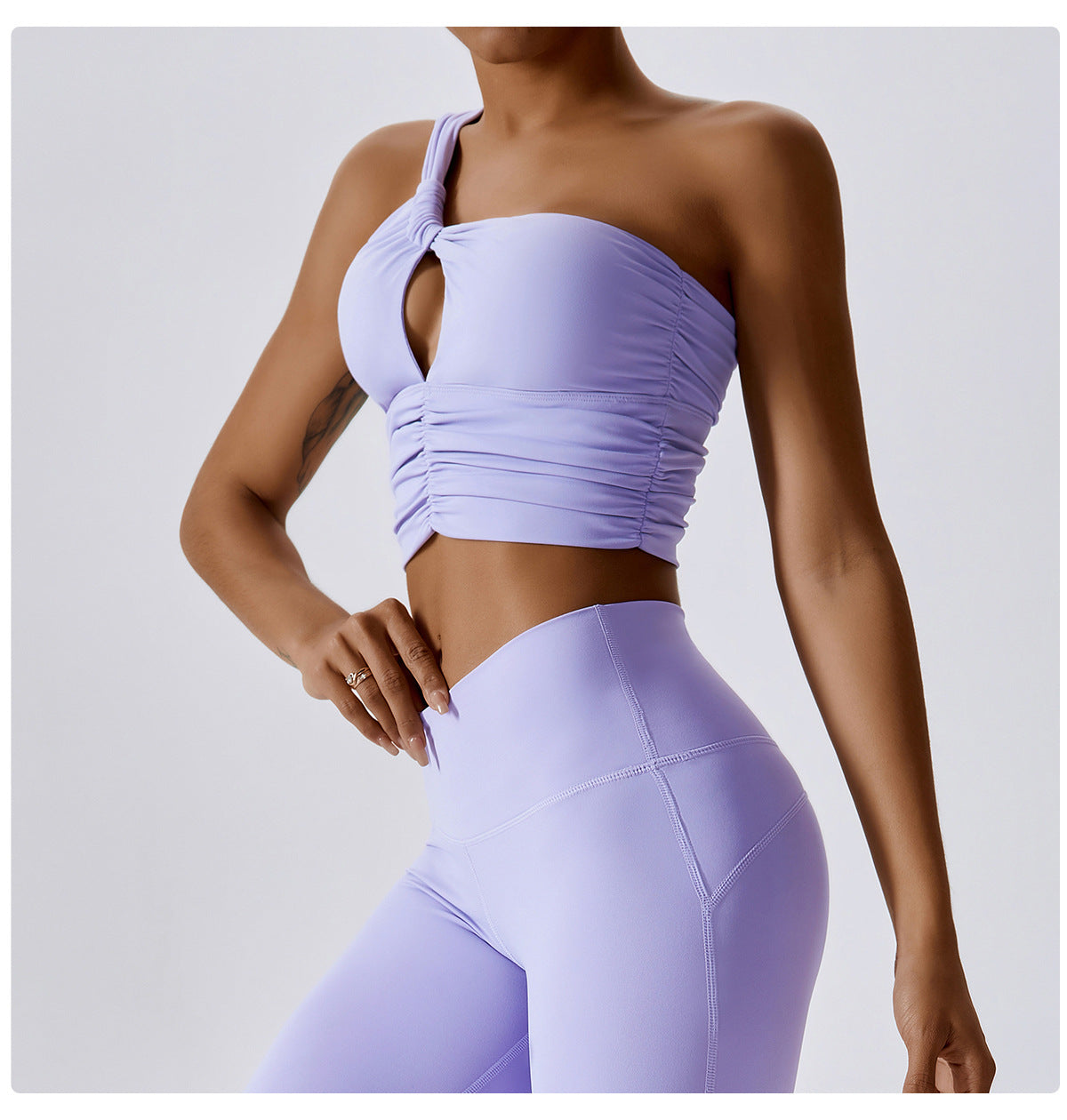 Quick Dry Naked Yoga Bra Oblique Shoulder Tight Sports Top Outdoor Running Fitness Yoga Wear