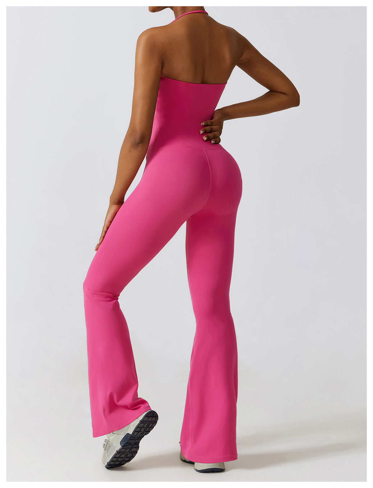 Quick Dry Body-Tight One-Piece Yoga Clothes Naked Casual Sports Fitness Clothes Dance High Waist Micro Flare Pants