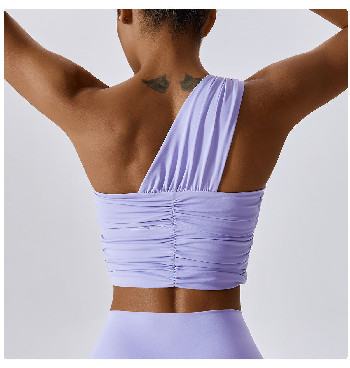 Quick Dry Naked Yoga Bra Oblique Shoulder Tight Sports Top Outdoor Running Fitness Yoga Wear