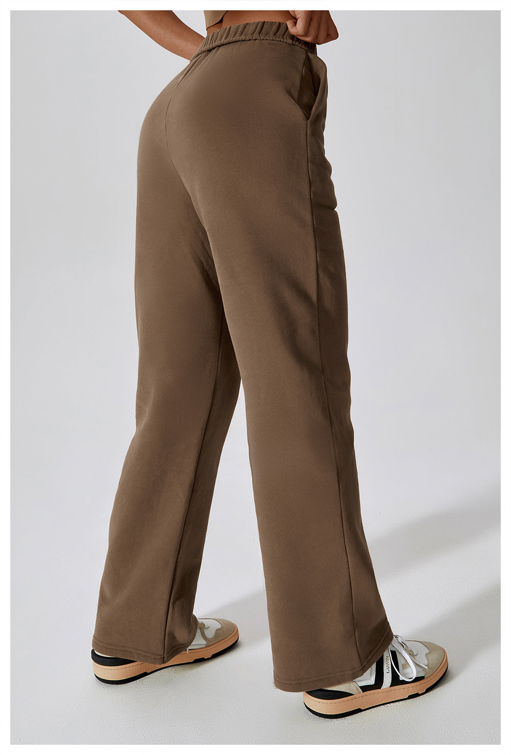 Waist Plus Velvet Warm Loose Sports Pants Straight Leg Wide Leg Pants Outdoor Leisure Sports Sweatpants Female