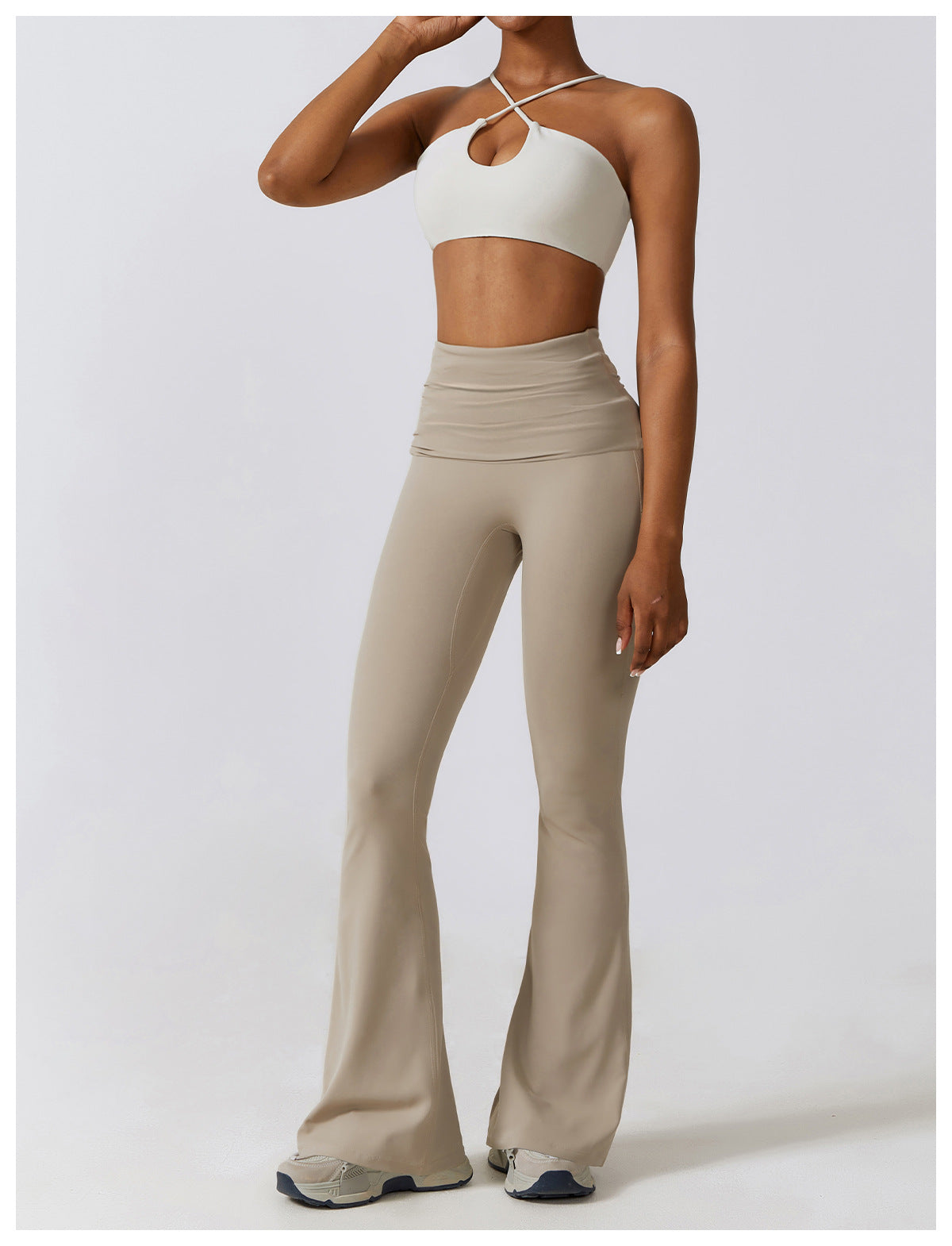 Quick Dry Body-Tight One-Piece Yoga Clothes Naked Casual Sports Fitness Clothes Dance High Waist Micro Flare Pants