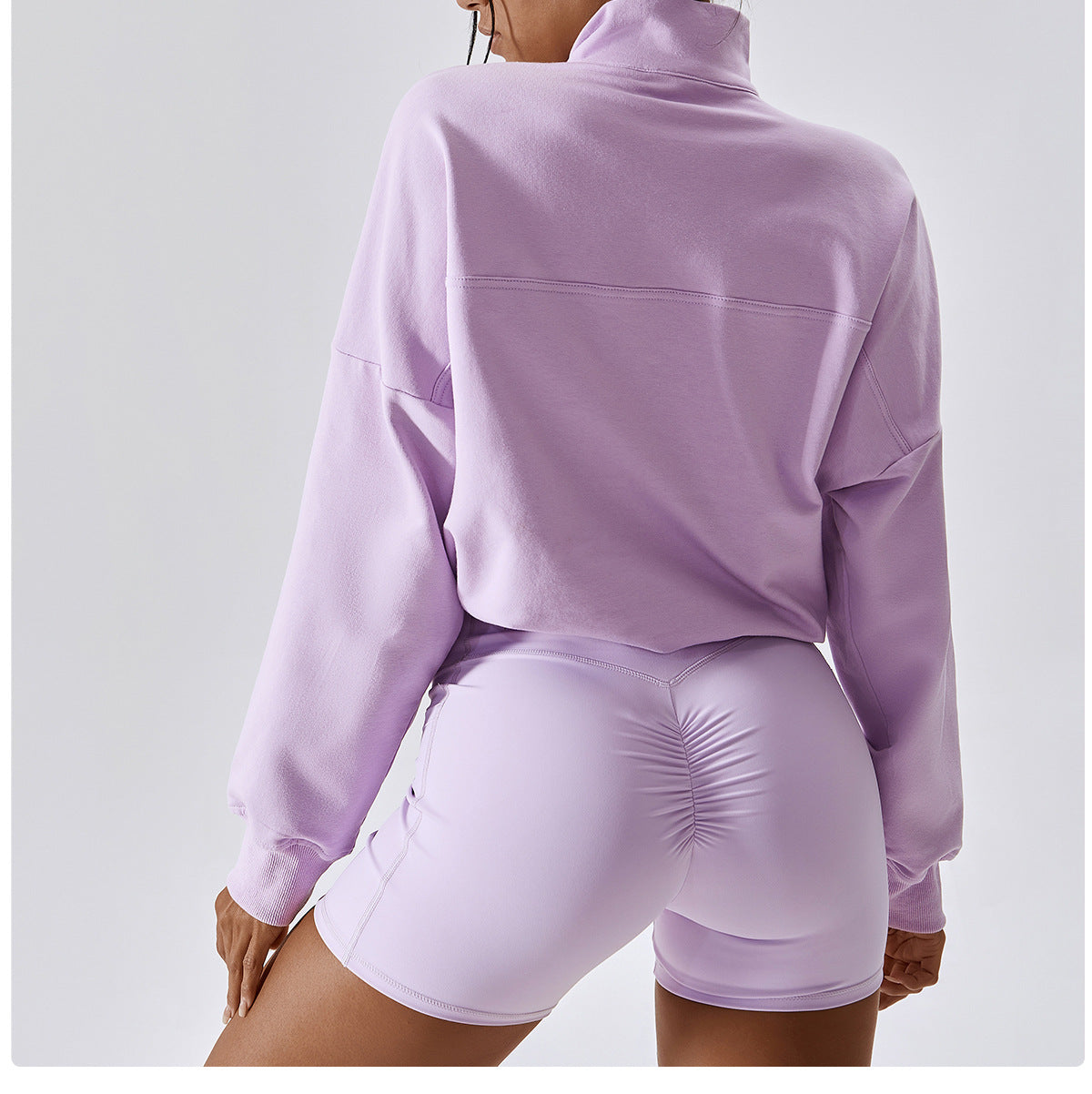 Casual Loose Long Sleeve Hoodie Women's Half Zipper High Neck Windproof Warm Outdoor Running Fitness Sports Hoodie