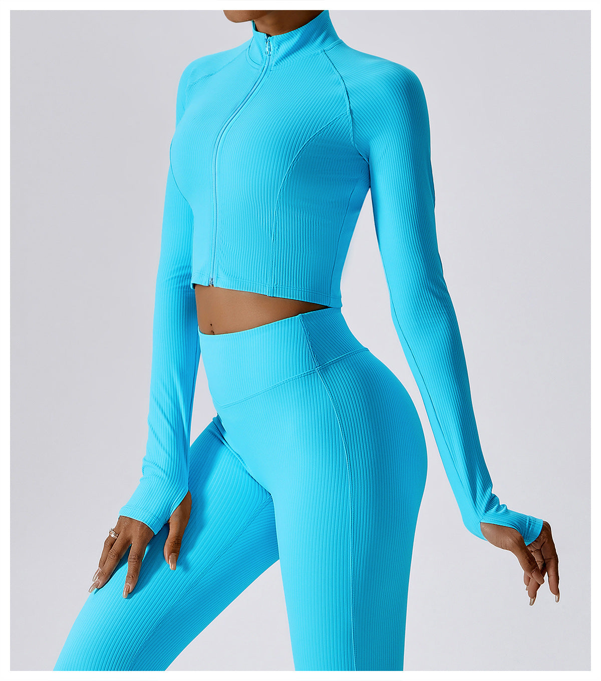 Autumn Quick Dry Long Sleeve Yoga Coat Threaded Zipper Fitness Coat Female Running Sports Coat