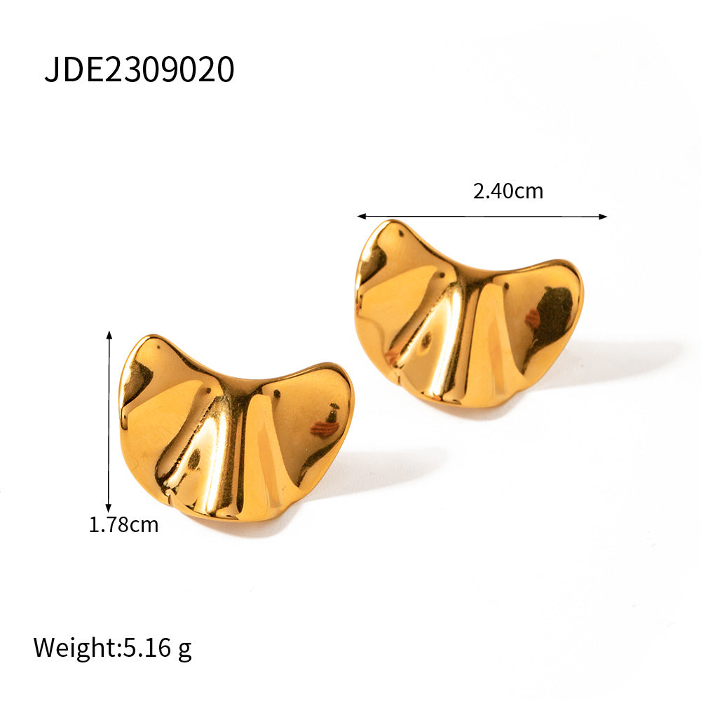 5pcs Women's 18K Gold Stainless Steel Irregular Bump Earrings Titanium Steel Gold Earrings