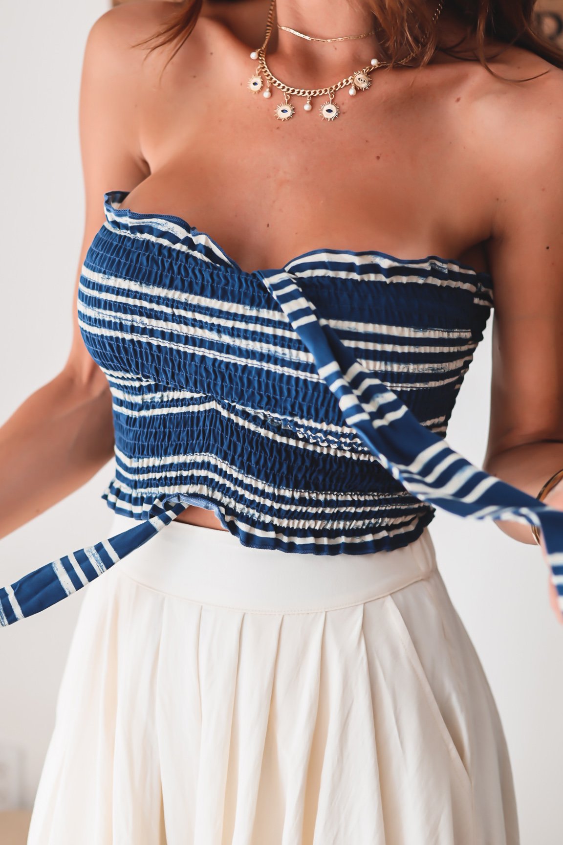 Knitted Vest Digital Print Sexy Fashion Top Top Multi-Wear Neck Hanging Ruffled Bow Small Vest