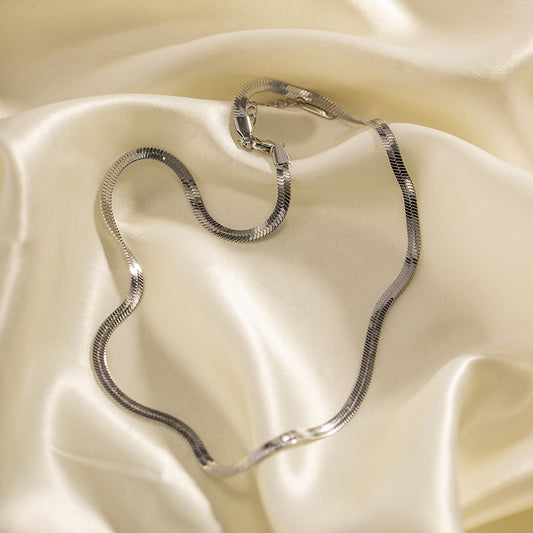 5pcs Steel Color Stainless Steel Necklace Titanium Steel Popular Women's Necklace Overlay Wear Jewelry Snake Bone Chain Necklace
