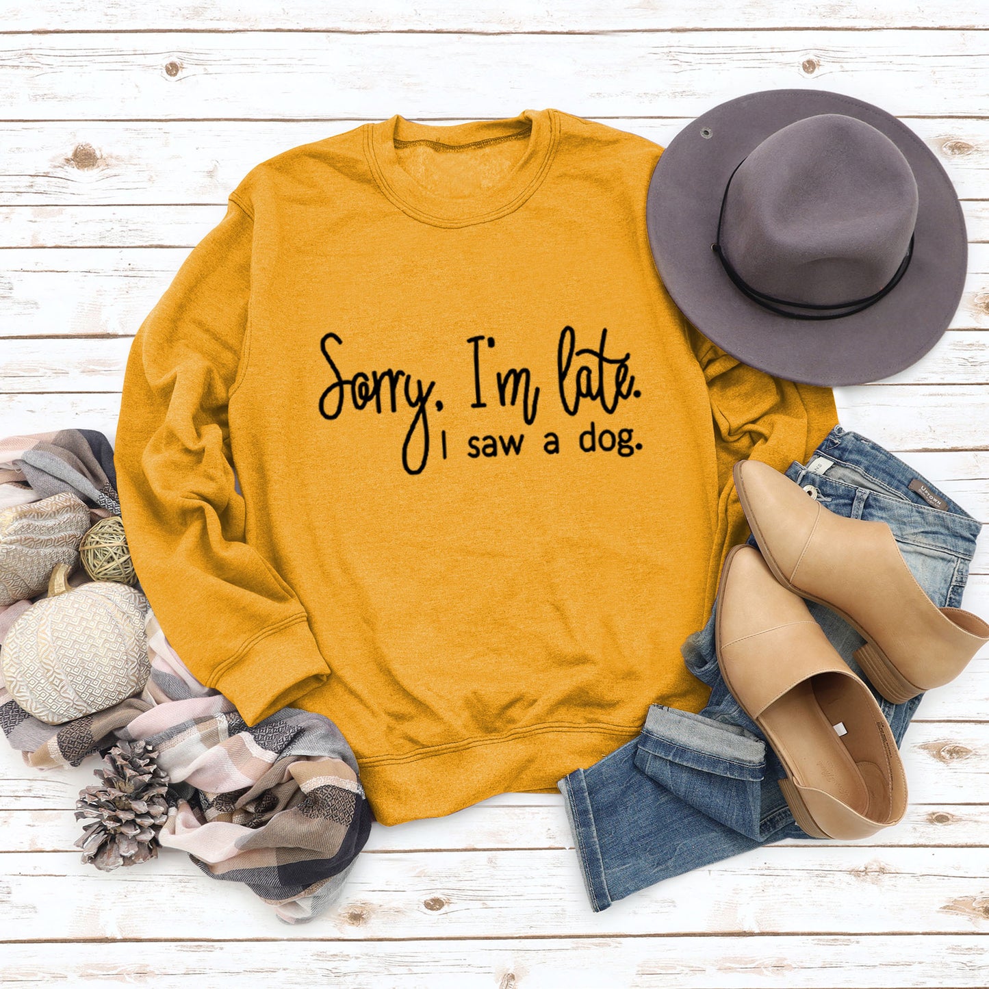 Autumn/Winter Base Long Sleeve Sorry I'M Late Alphabet Round Neck T-Shirt Ebay Women's Hoodie