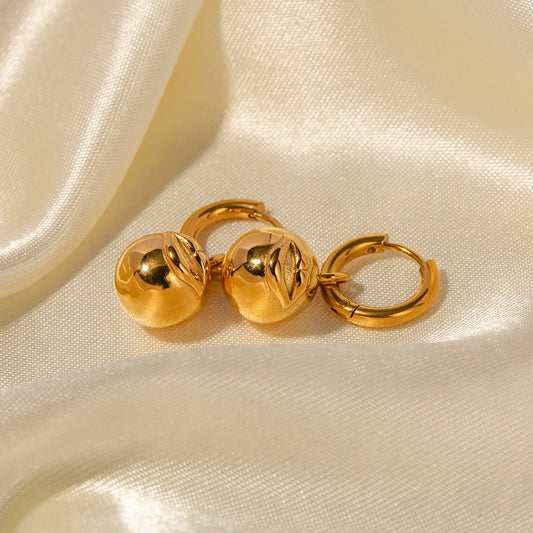 5pcs New Titanium Steel Gold Plated Twist Hoop Earrings Stylish 18K Gold Stainless Steel/Lip Ball Pendant