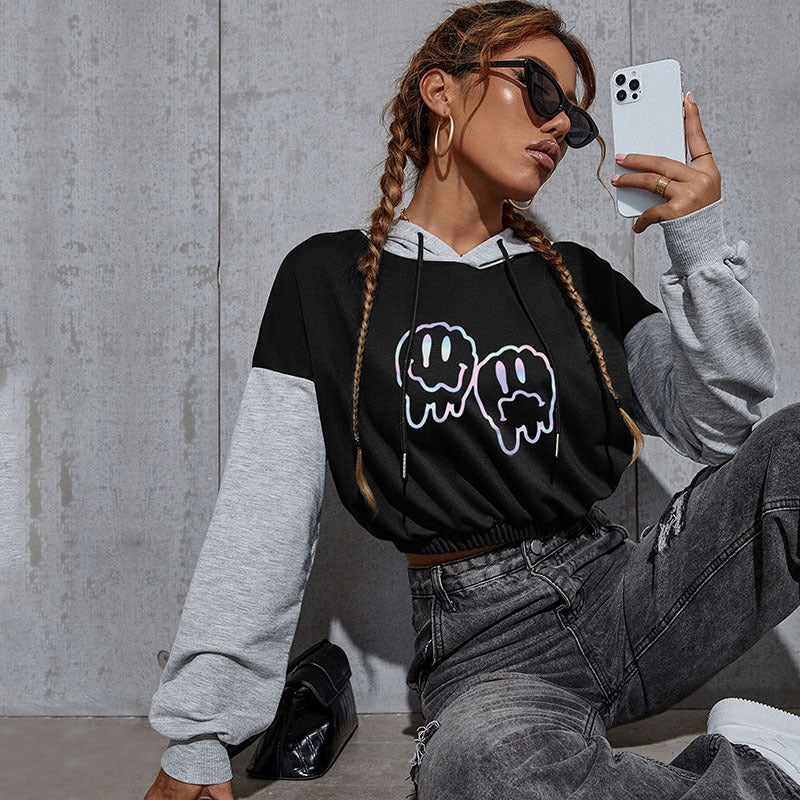 New Autumn Winter Casual Letter Hoodie Top Women's Short Hoodie