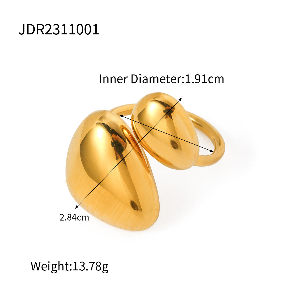 5pcs 18K Gold Stainless Steel Round Triangle Asymmetrical Opening Ring Does Not Fade All Matching Ring