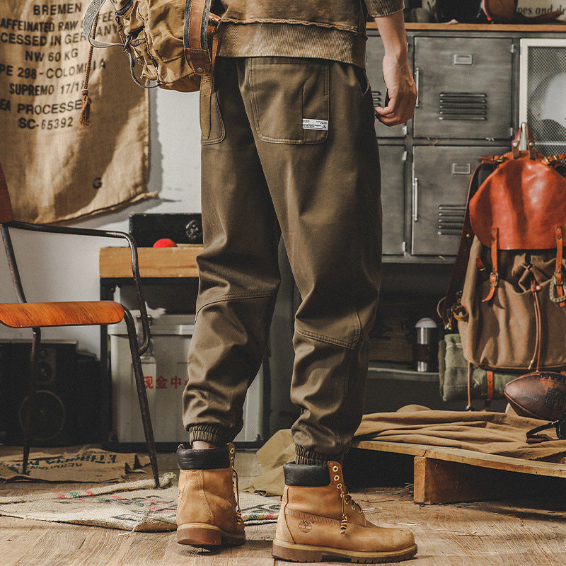 Heavy Vintage Cargo Pants Men's Spring New Wide Leg Loose Large Size Casual Pants