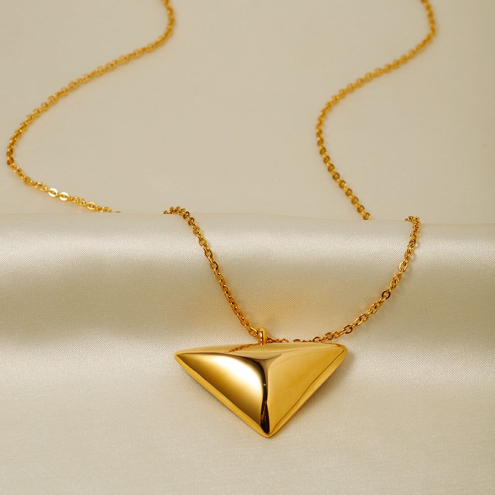 5pcs 18K Gold Stainless Steel Triangle Pendant Necklace Jewelry Simple Design Jewelry