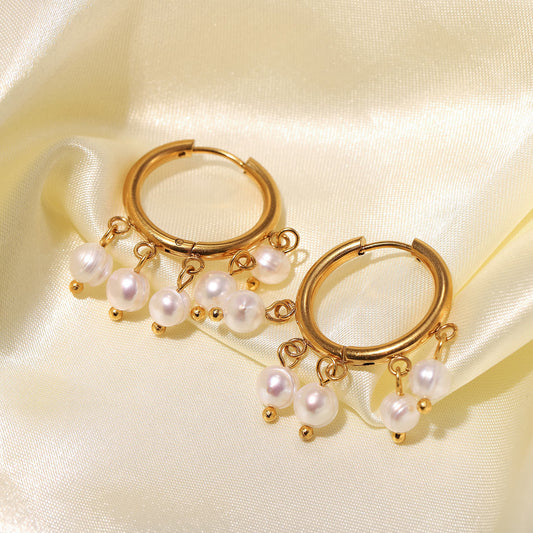5pcs Style New Small Pearl Pendant Earrings Fashionable Simple Temperament Earrings
