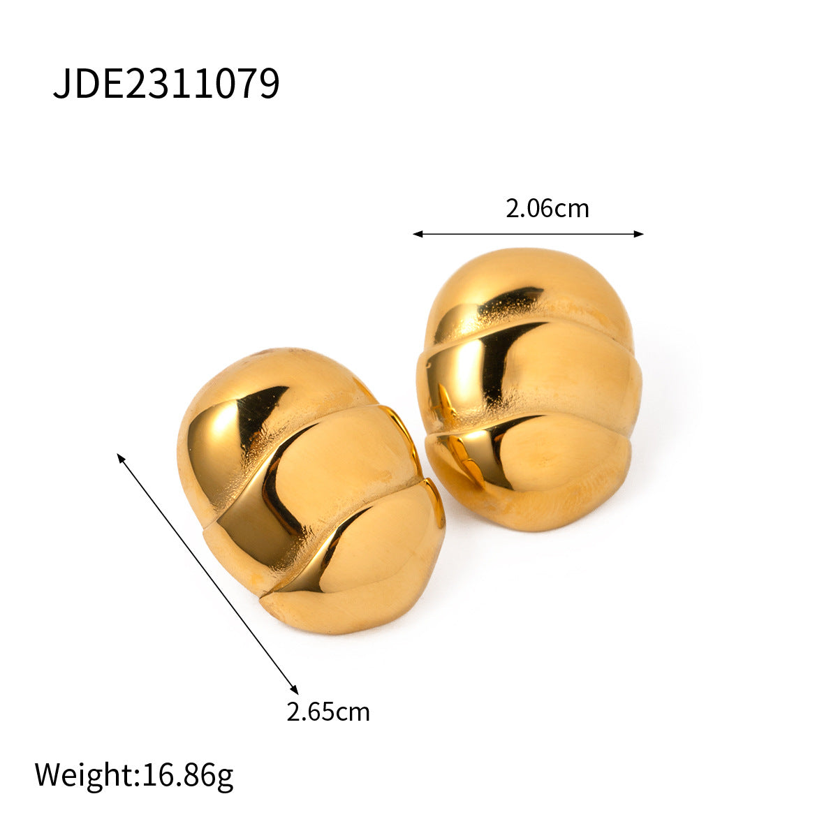 5pcs New 18K Gold Stainless Steel Textured Stud Earrings Jewelry Fashion Personality Earrings Stud Earrings