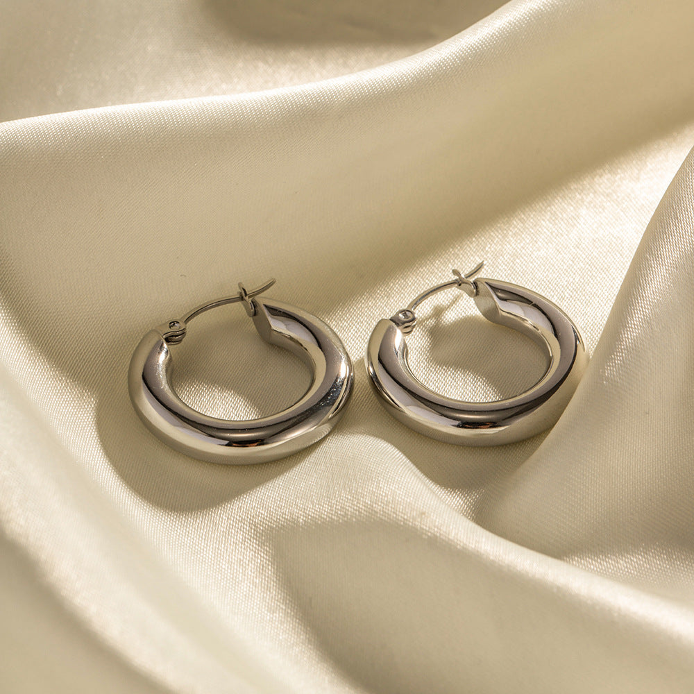 5pcs Circles Do Not Fade Earrings Style Exaggerated Personality Light Luxury Simple Earrings Stainless Steel Earrings For Women