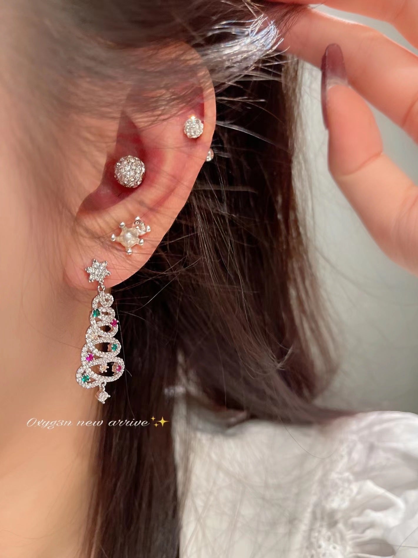 New Color Christmas Tree Tassel Earrings Sweet Simple Hollow Long Christmas Accessories Star Earrings