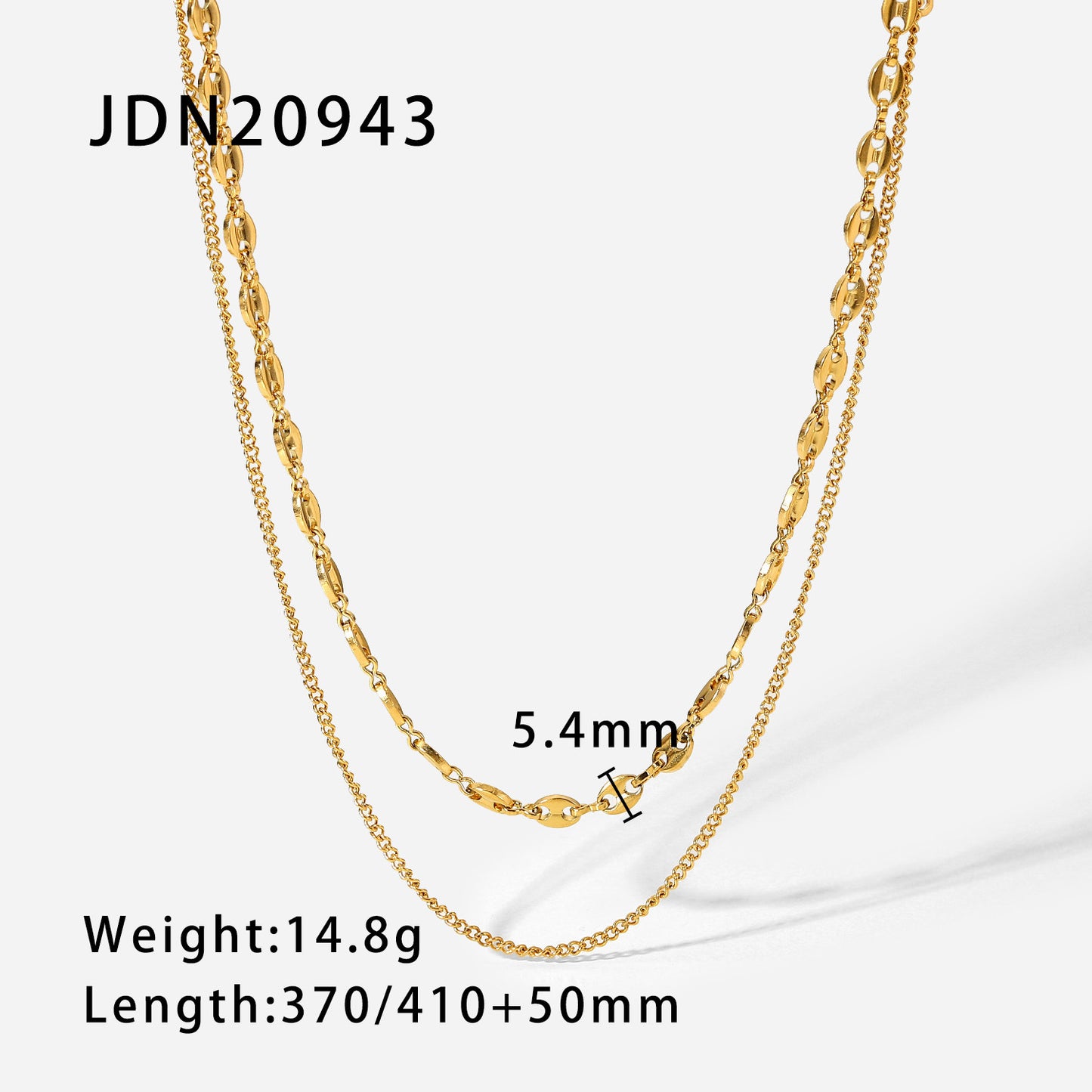 5pcs New 18K Gold-Plated Pig Nose Chain Double-Layer Necklace Fashion Simple Style With Stainless Steel Necklace