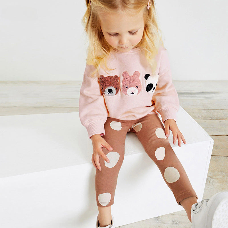 Winter Girls Plus Fleece Hoodie Fall Children's Set Cute Girls Trouser Set