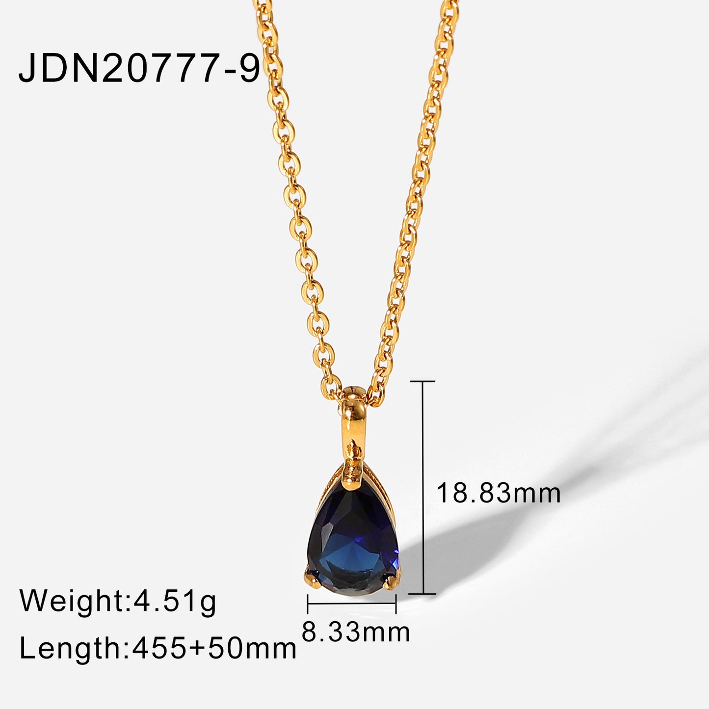 5pcs New Necklace 18K Gold Plated December Zircon Stainless Steel Pendant Necklace