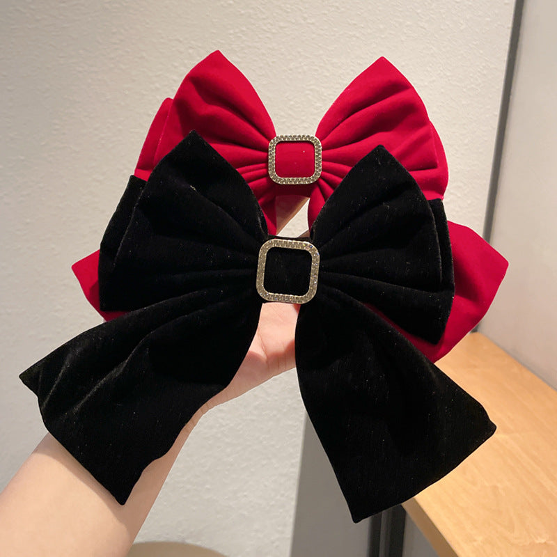 New Velvet Big Bow Hair Clip Back Head Hair Accessories Toasting Female Autumn