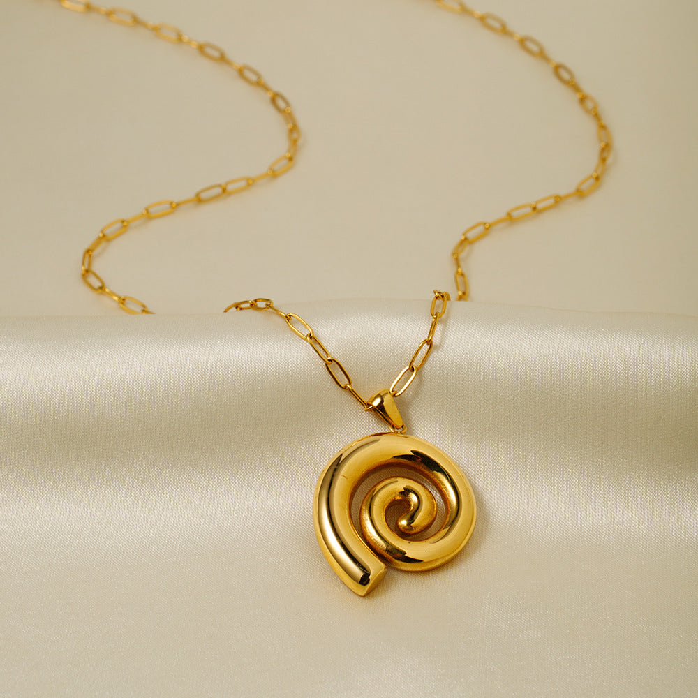 5pcs 18K Gold Stainless Steel Thread Loop Pendant Necklace With Spiral Cleanfit Necklace