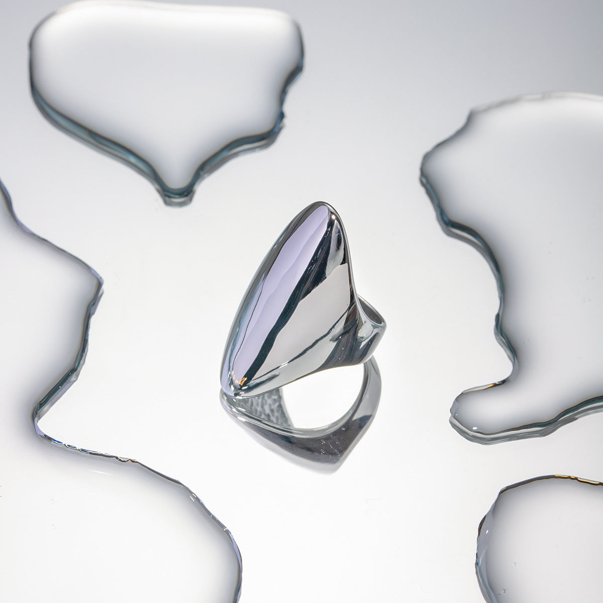 5pcs Steel Color Stainless Steel Chubby Oval Ring Steel Color Jewelry
