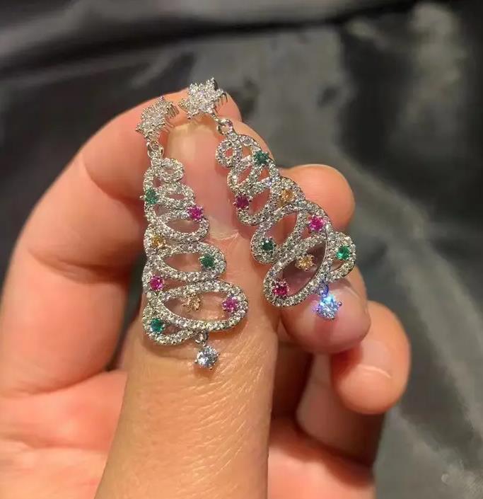 New Color Christmas Tree Tassel Earrings Sweet Simple Hollow Long Christmas Accessories Star Earrings