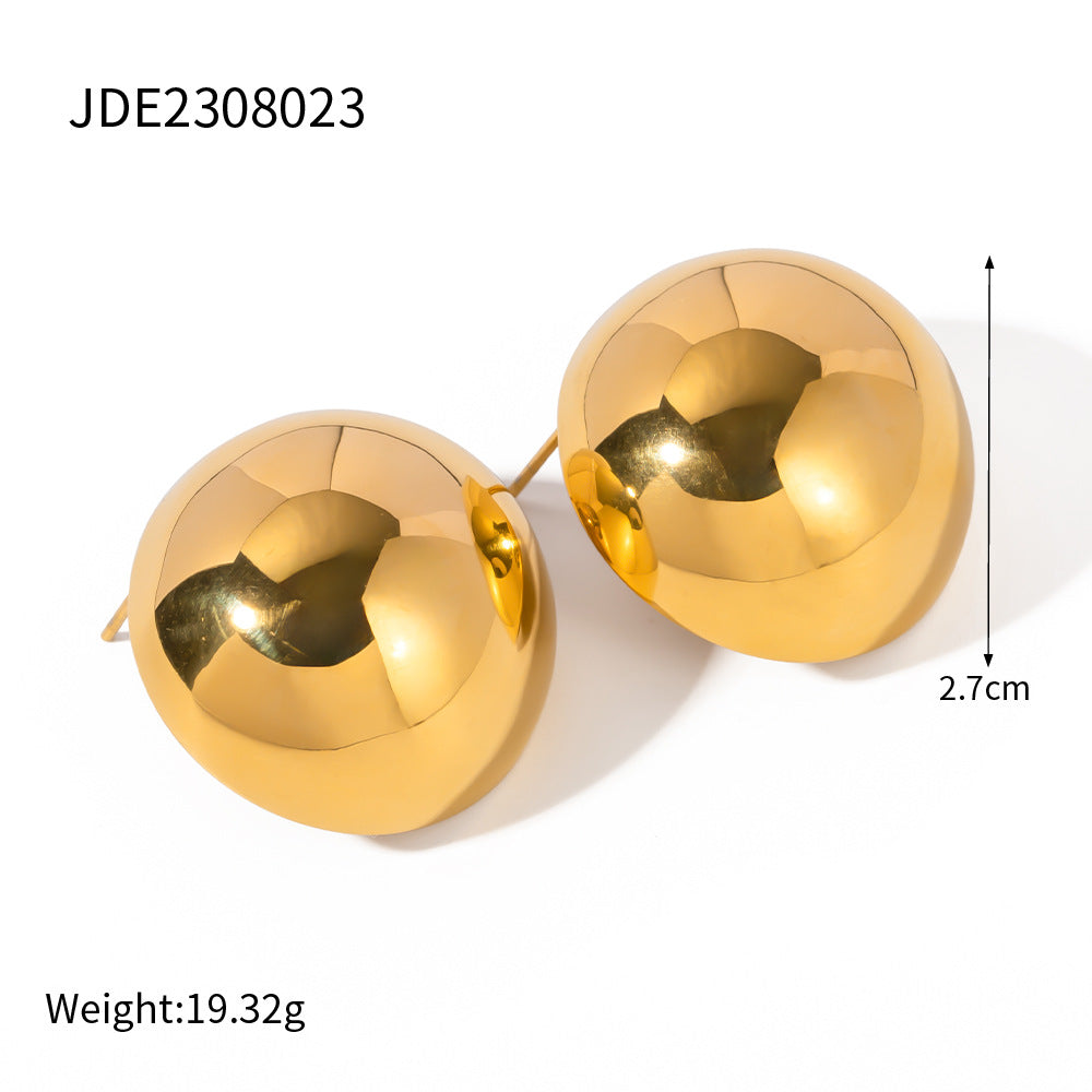 5pcs Stainless Steel Hemispherical Earrings Stud New Fashion Temperament Niche Design Female Superior Sense
