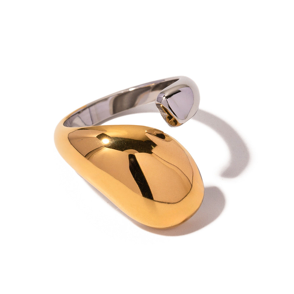 5pcs Small 18K Electroplated Titanium Steel Ring Women's Fashion Color Exaggeration Without Rules Open Ring
