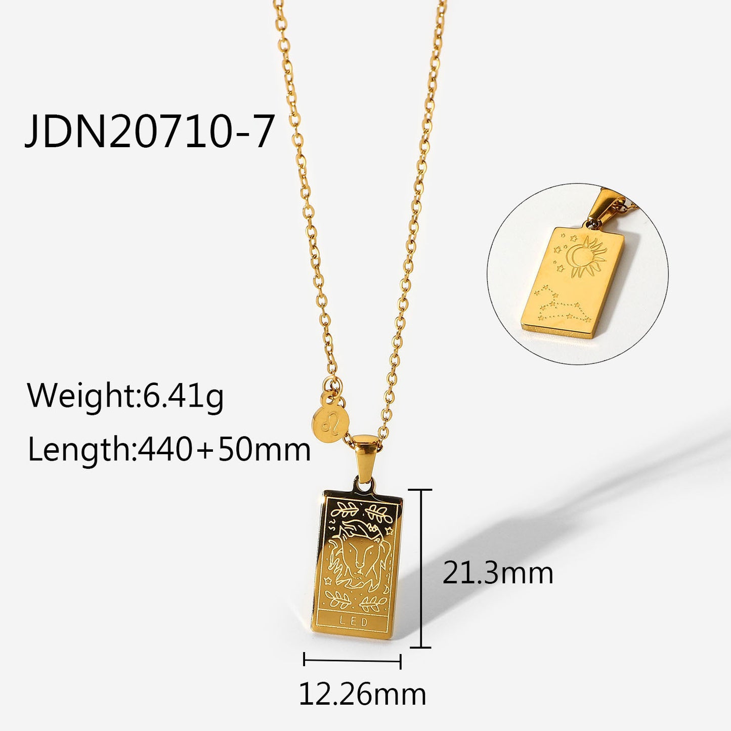 5pcs 12 Zodiac Necklace Stainless Steel Scorpio/Virgo/Libra/Bottle Gold Square Zodiac Pendant Necklace