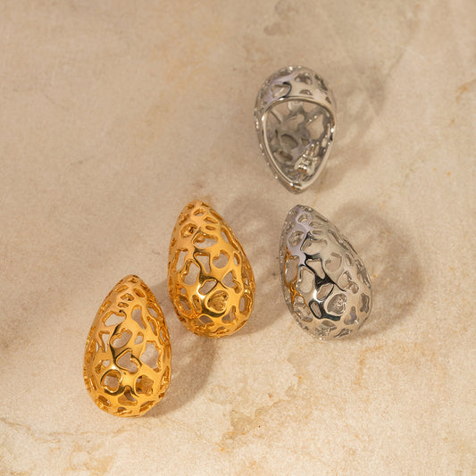 5pcs Gold Stud Earrings Fashion Personality 18K Gold Stainless Steel Cutout Drop Earrings Earrings