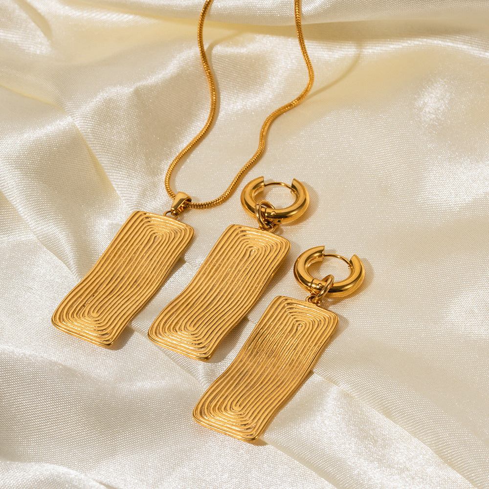 5pcs New Titanium Steel Necklace 18K Gold Stainless Steel Thread Rectangular Pendant Necklace Necklace Women's Jewelry