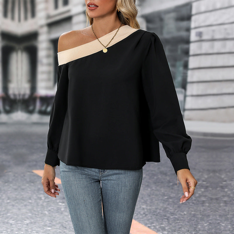 New Autumn New Women's  Color Cross Shoulder Shirt Women