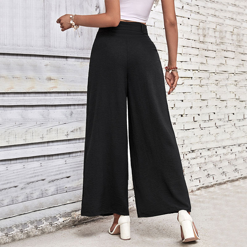 New Summer New Women's Solid Color High Waist Wide Leg Casual Pants Summer Girl