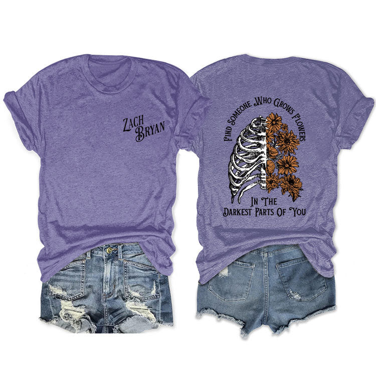 Fashion Casual Find Someone Who Grows Fun Crew Neck Summer Short Sleeves