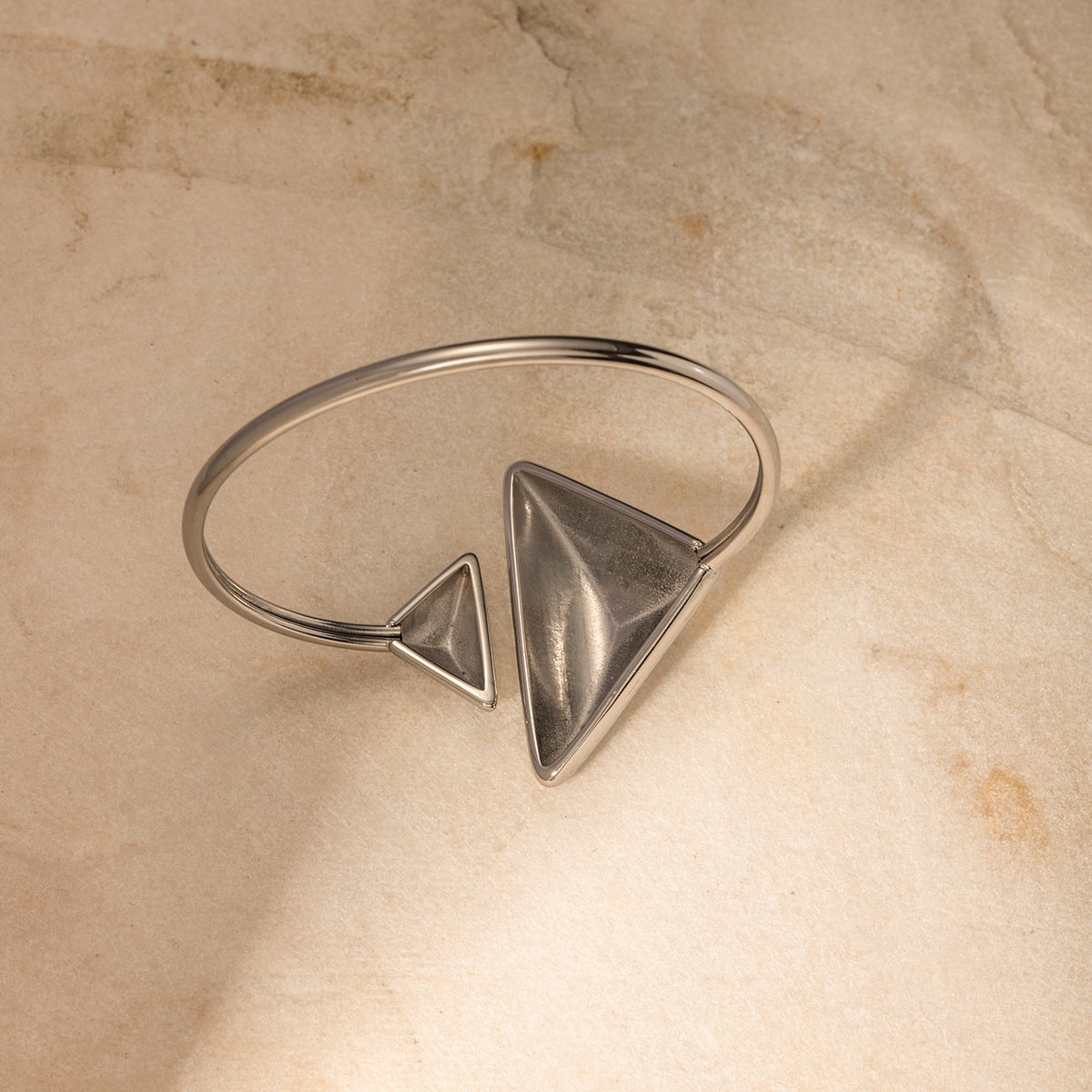 5pcs Stainless Steel Asymmetrical Triangle Spring Bracelet Light Luxury High-Grade High-Grade Temperament Titanium Steel Bracelet