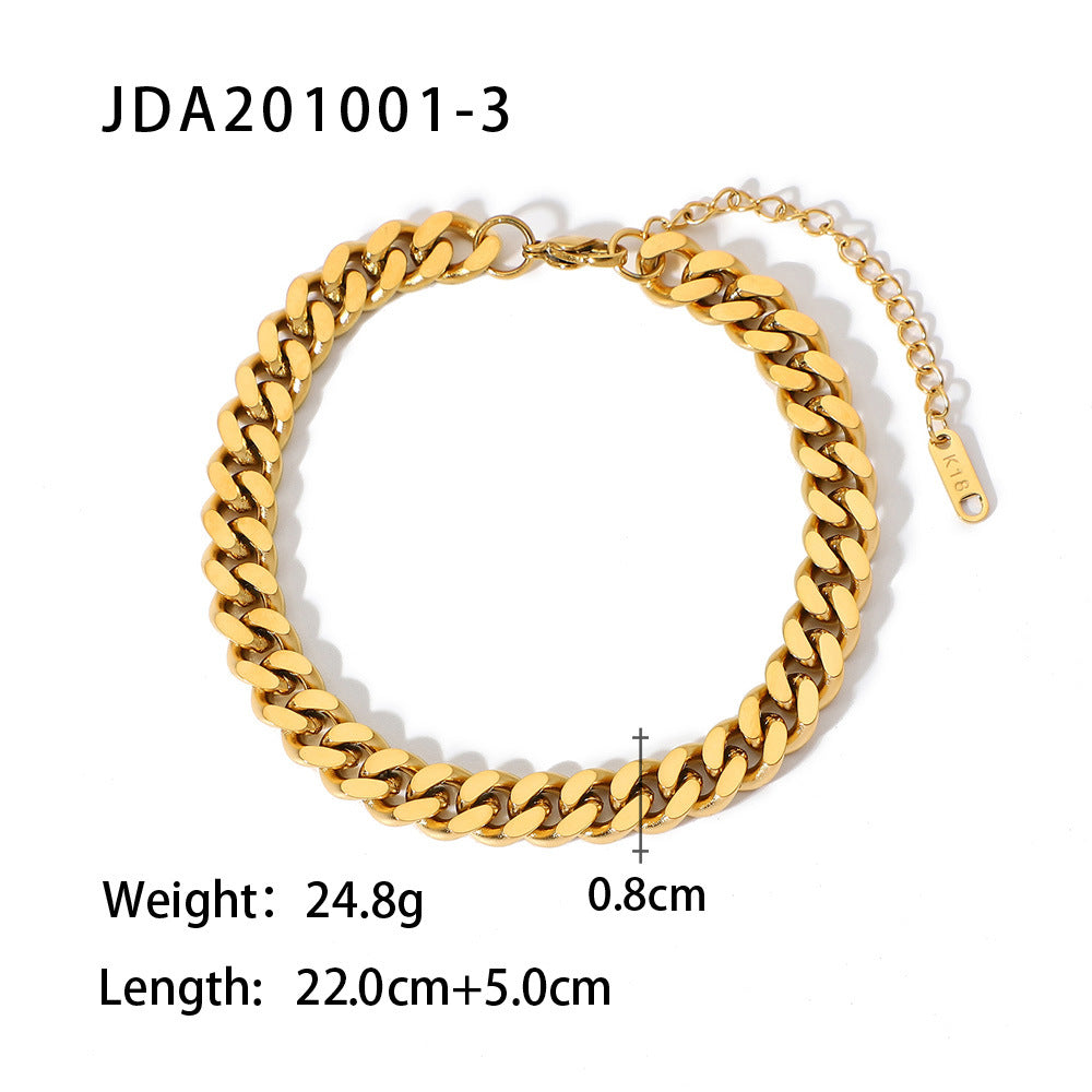 5pcs Vintage 18K Gold Cross Fine Anklet Women's Fashion Stainless Steel Anklet Jewelry