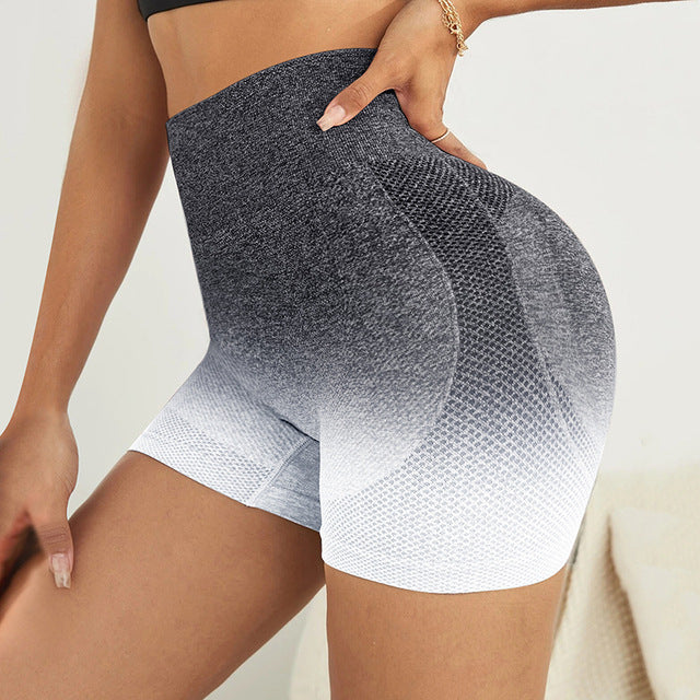 Gradual Seamless Shorts Women's Breathable Sweat Proof Peach Hip Tight Height Waist Stretch Yoga Fitness Pants