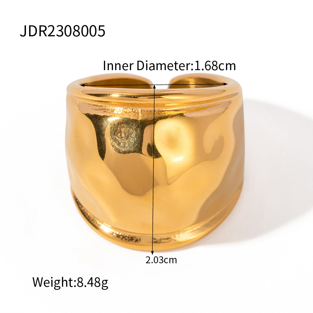 5pcs 18K Gold Stainless Steel/Chubby Oversized Lip Double Sided Ring Women's Accessory