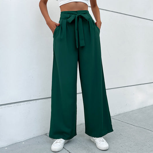New Autumn Winter Casual Pants Lace-Up Commuter Wind Wide-Leg Pants Women